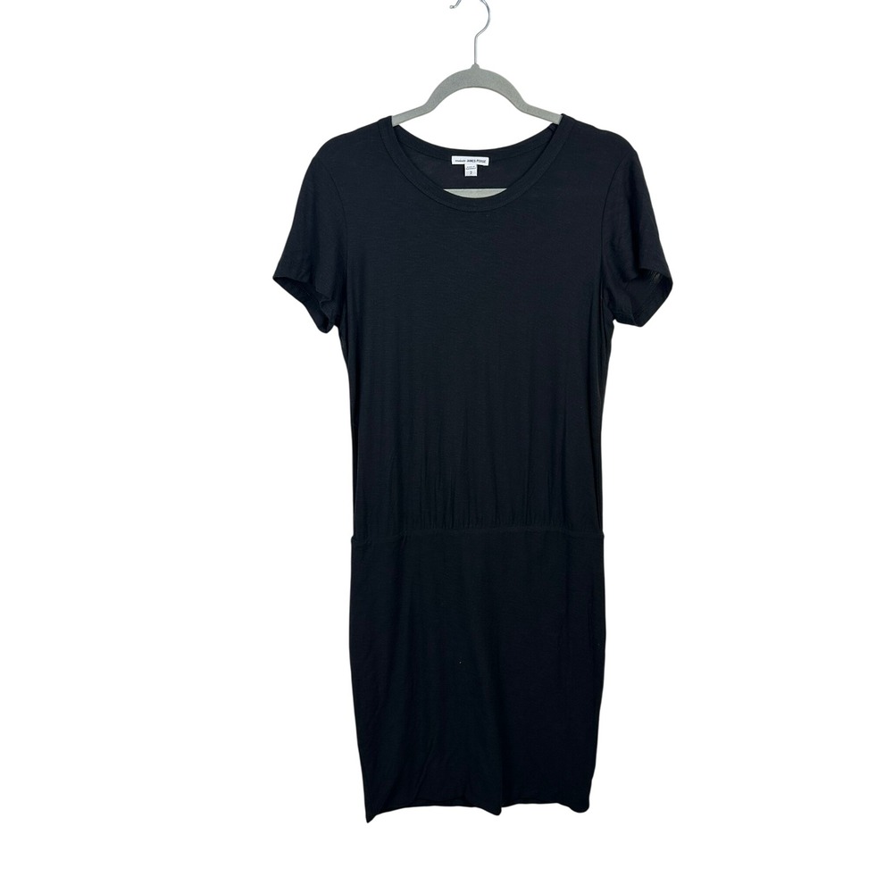 James Perse T-Shirt Dress Women Size 2 Black Cotton Modal Slub WSVH6467CU